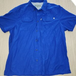 Blue Short Sleeve Button-Up Shirt